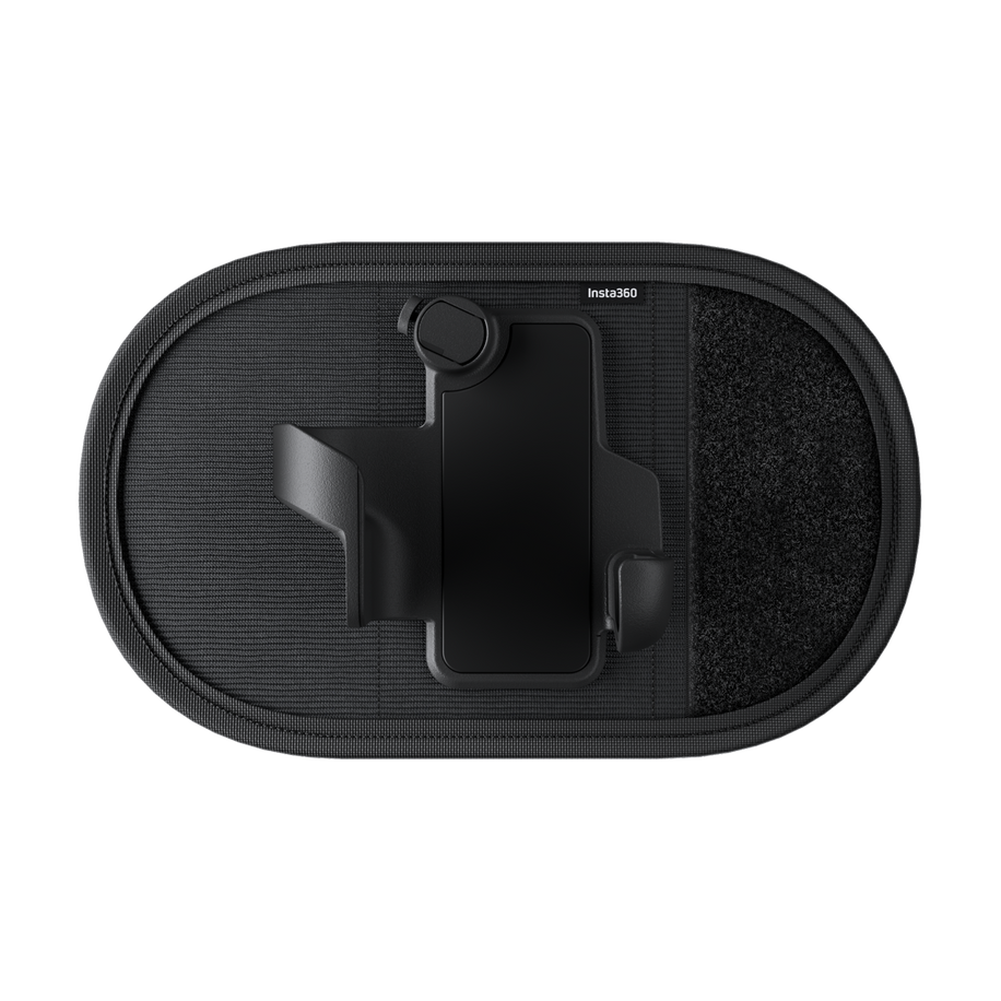 Insta360 Flow 2 Pro Backpack Mount — vedere frontala cu gimbal