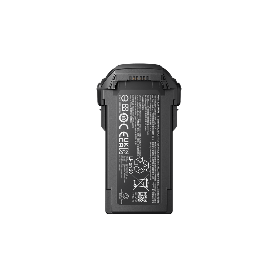 antigravity a1 flight battery — Rear face with regulatory label