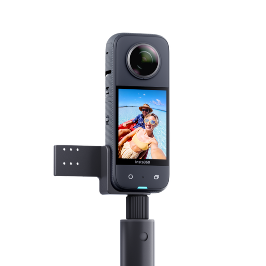 suport prindere insta360 x3 x2 cold shoe — X3 on selfie stick with cold shoe fitted