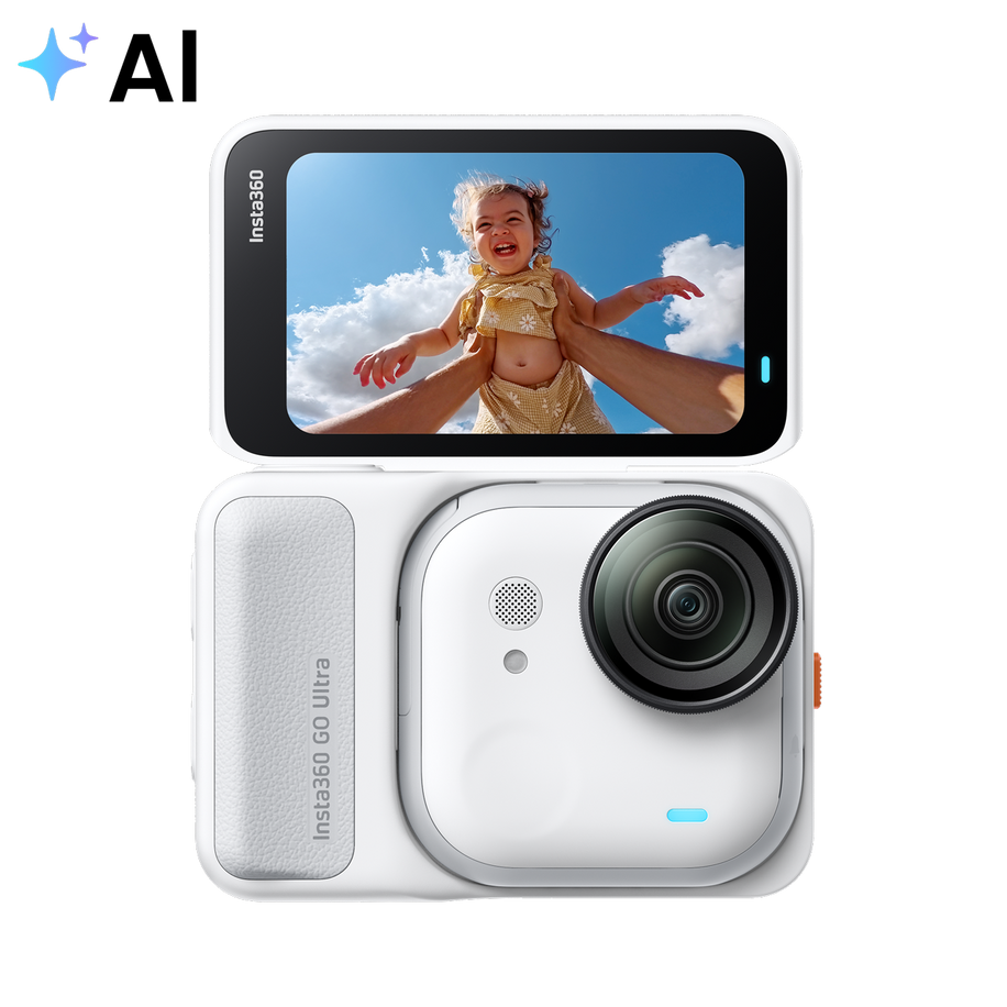 insta360 go ultra — White GO Ultra, Action Pod flipped up
