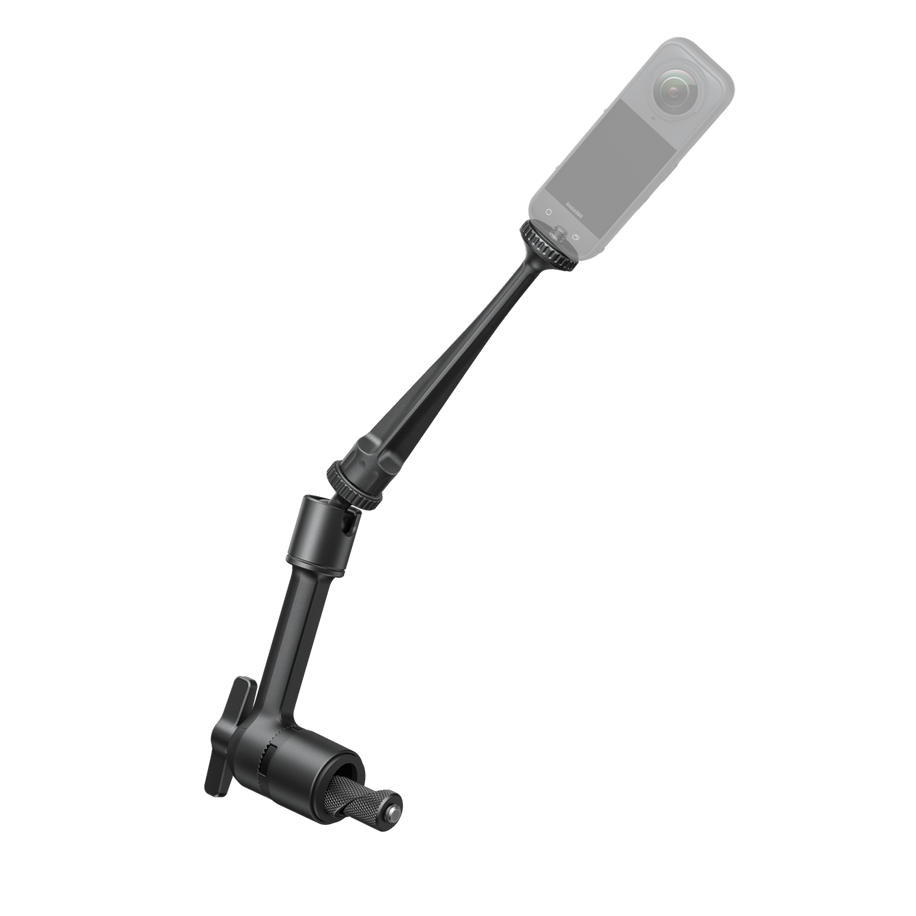 Insta360 Motorcycle Magic Arm — Full arm render, camera ghosted