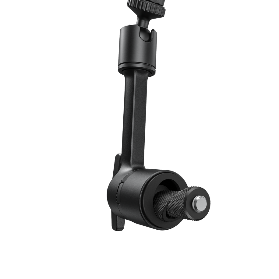 Insta360 Motorcycle Magic Arm — Close-up of bar-end clamp joint