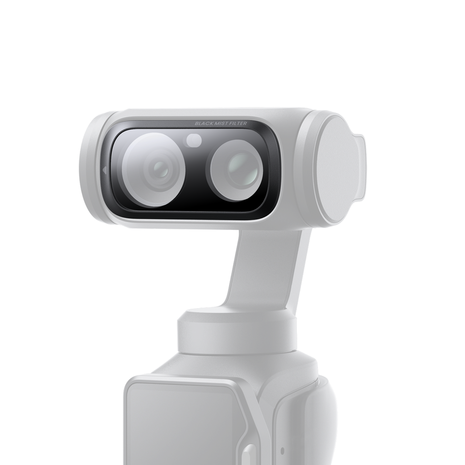 Insta360 Luna Ultra Black Mist Filter — Filter mounted on ghosted gimbal head