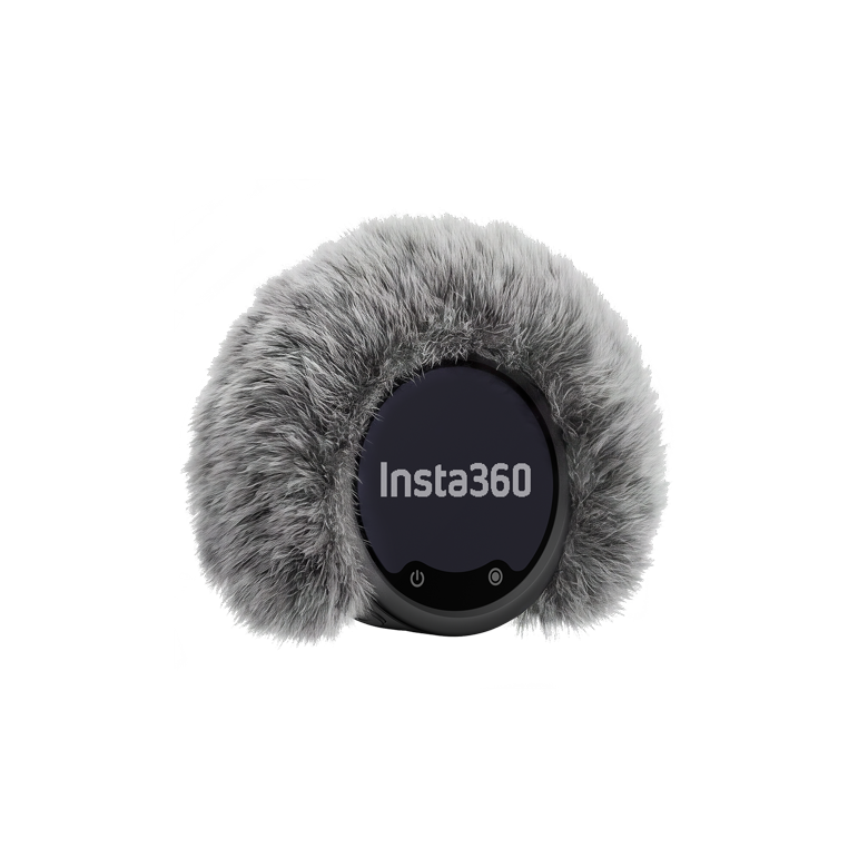 Insta360 Mic Pro Windshield (Large) — Protecție Vânt — Three-quarter view mounted on transmitter