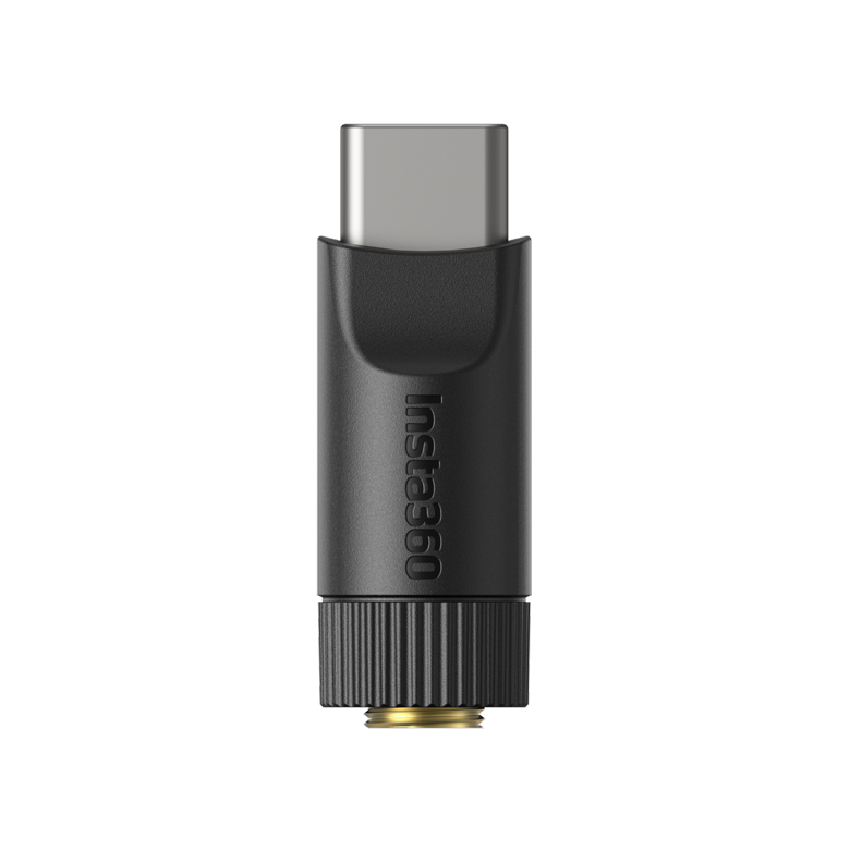 Insta360 Mic Pro Adaptor USB-C la Jack 3.5 mm — Standalone front view of adapter