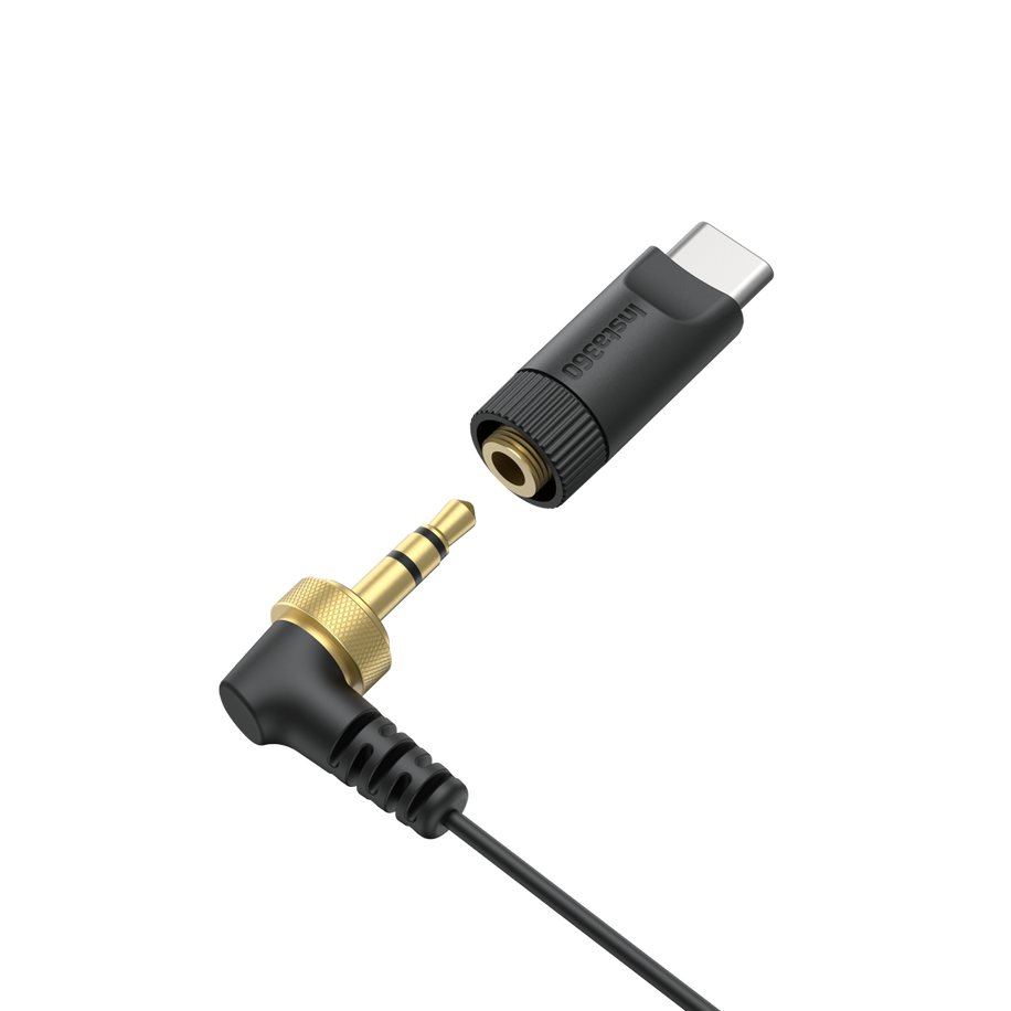 Insta360 Mic Pro Adaptor USB-C la Jack 3.5 mm — Hero: adapter with lavalier jack