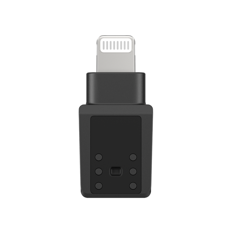 Insta360 Mic Pro Adaptor Telefon (Lightning) — Rear view showing pogo contact pins