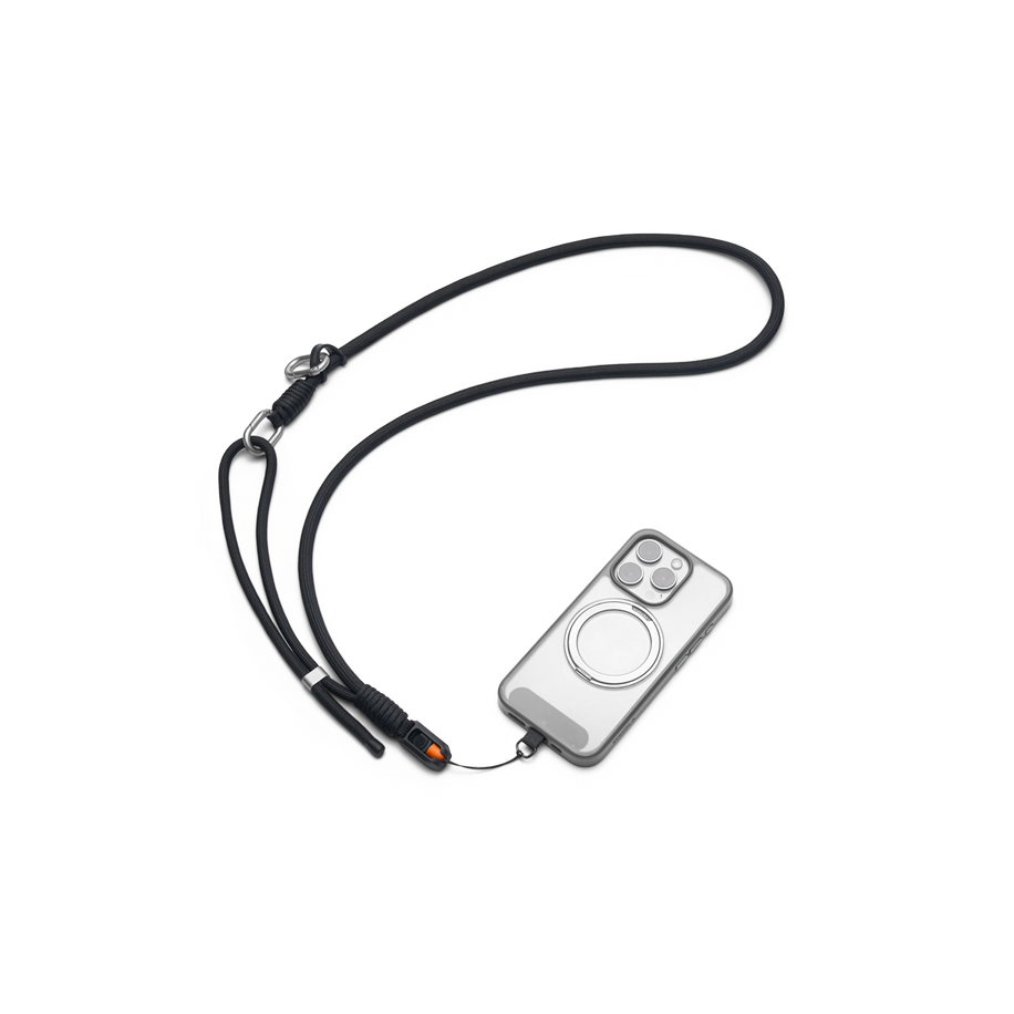 Insta360 Crossbody Strap — Curea de Umăr — Strap tethered to smartphone render