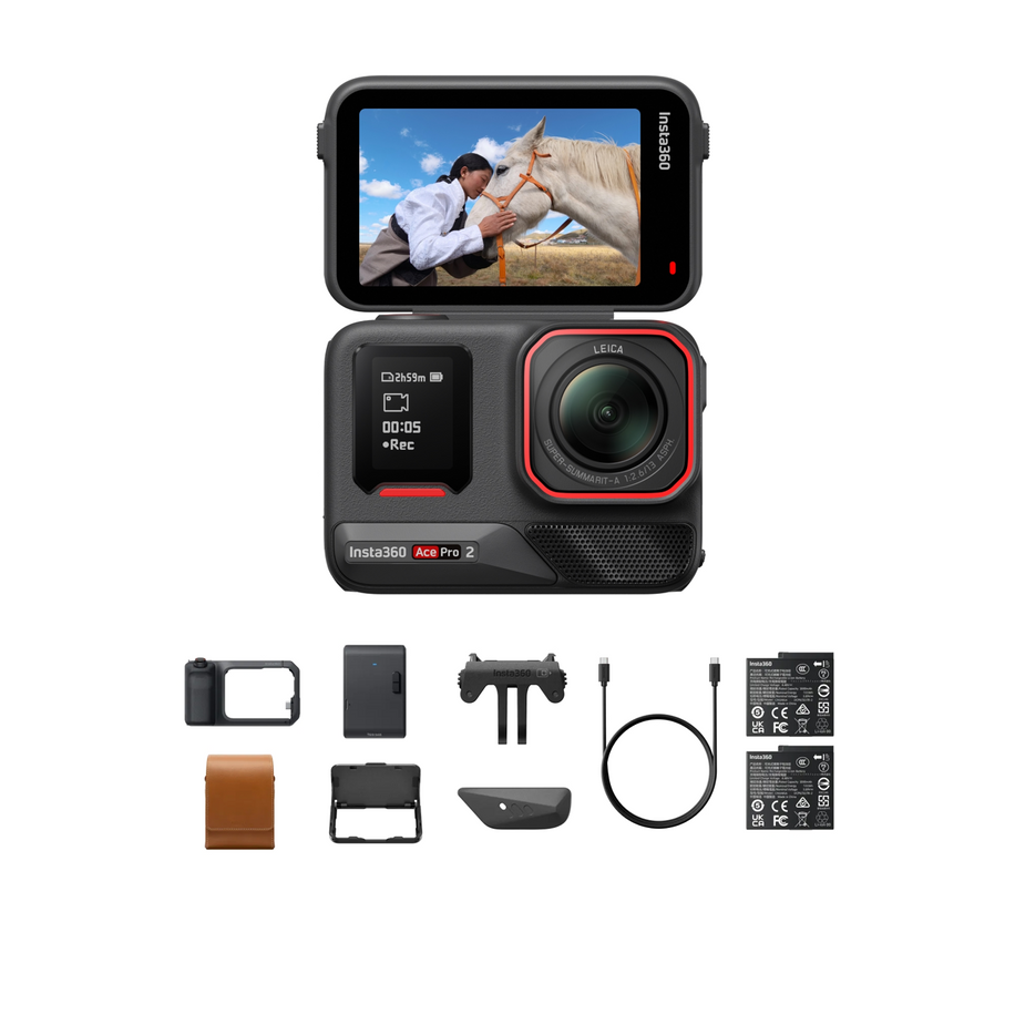 Insta360 Ace Pro 2 Flash Print Bundle — camera cu accesorii extras