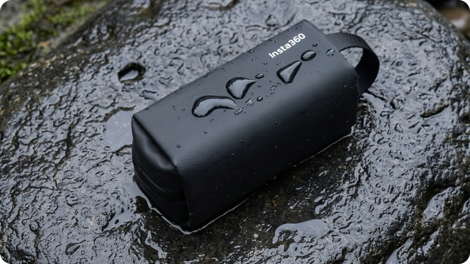 Insta360 Carry Bag — Geantă de Transport — Water-resistant fabric, bag on wet rock