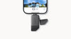Antigravity Quick Reader — Reader plugged into iPhone, footage gallery