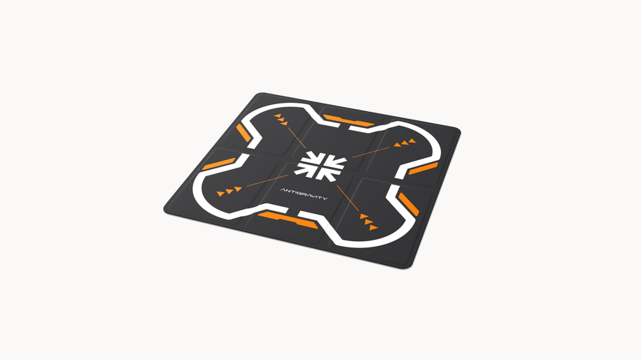 Antigravity A1 Landing Pad — Angled studio view, orange side