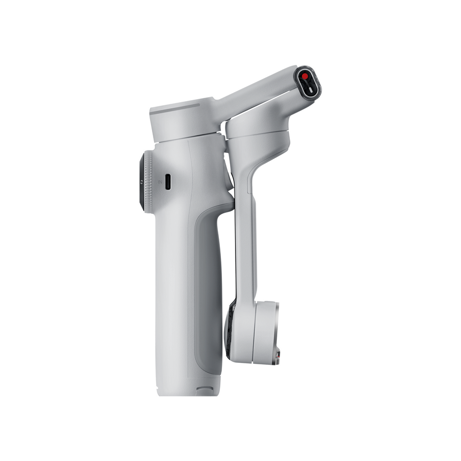 insta360 flow2 pro — Stone Gray bare gimbal folded, side profile