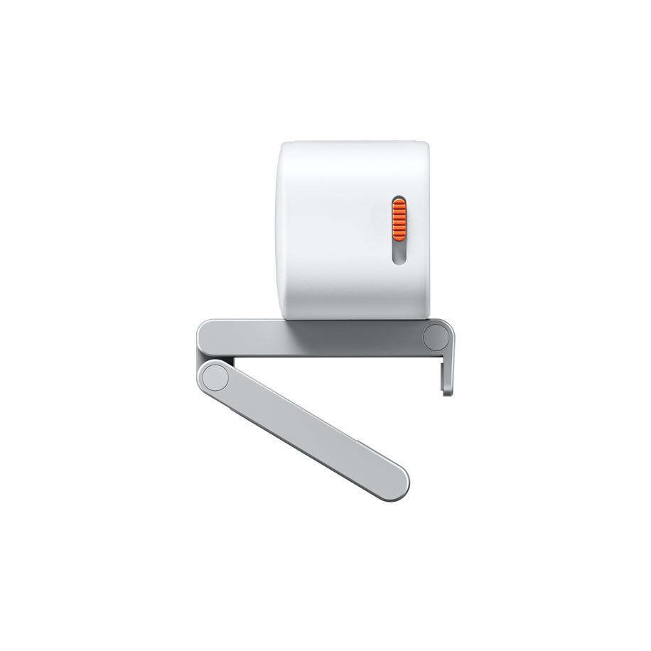 Insta360 Link 2C Arctic White — profil lateral cu stativ